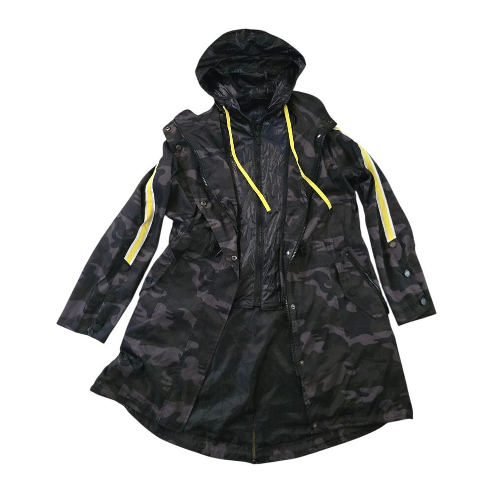 Rachel Roy womens Contrast Cire Anorak Jacket SZ M Hooded Camo